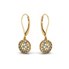 Load image into Gallery viewer, milgrain-flower-round-diamond-dangle-earring-with-blue-topaz-in-yellow-gold-FD-EAR67993GICBLTO-NL-YG.jpg