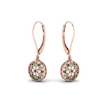 Load image into Gallery viewer, milgrain-flower-round-diamond-dangle-earring-with-emerald-in-rose-gold-FD-EAR67993GEMGR-NL-RG.jpg
