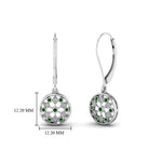 Load image into Gallery viewer, milgrain-flower-round-diamond-dangle-earring-with-emerald-in-white-gold-FD-EAR67993GEMGR-NL-WG.jpg
