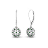 Load image into Gallery viewer, milgrain-flower-round-diamond-dangle-earring-with-emerald-in-white-gold-FD-EAR67993GEMGR-NL-WG.jpg