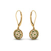 Load image into Gallery viewer, milgrain-flower-round-diamond-dangle-earring-with-emerald-in-yellow-gold-FD-EAR67993GEMGR-NL-YG.jpg