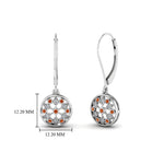 Load image into Gallery viewer, milgrain-flower-round-diamond-dangle-earring-with-orange-sapphire-in-white-gold-FD-EAR67993GSAOR-NL-WG.jpg

