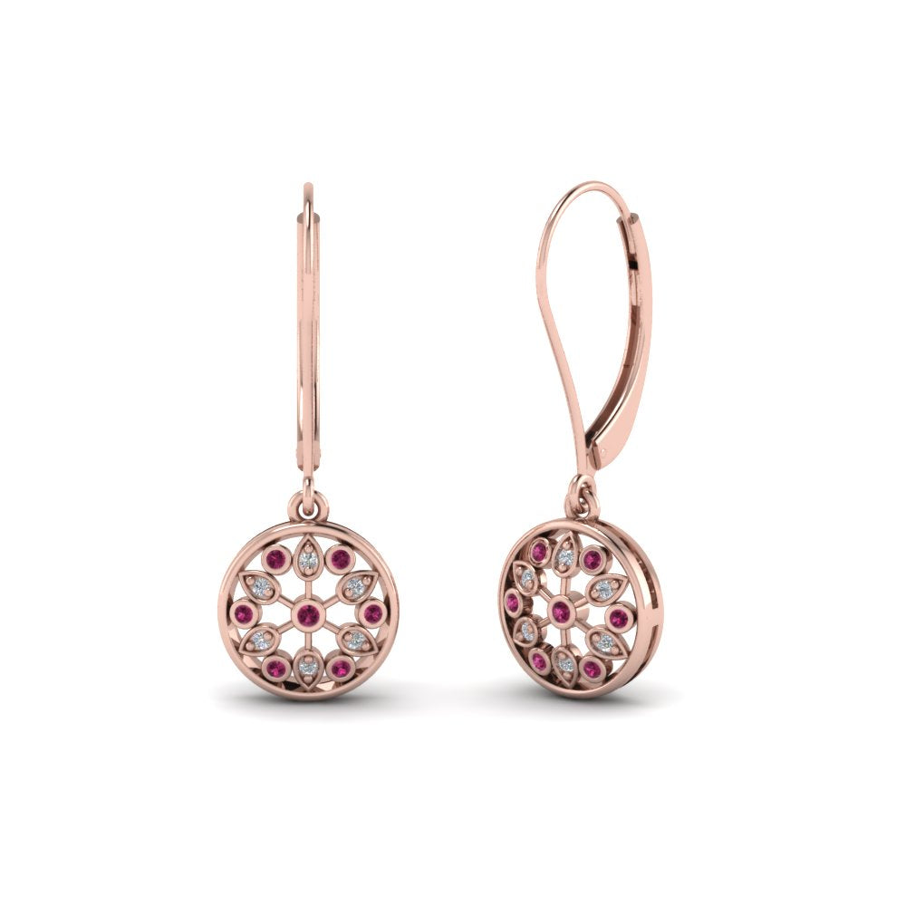 milgrain-flower-round-diamond-dangle-earring-with-pink-sapphire-in-rose-gold-FD-EAR67993GSADRPI-NL-RG.jpg