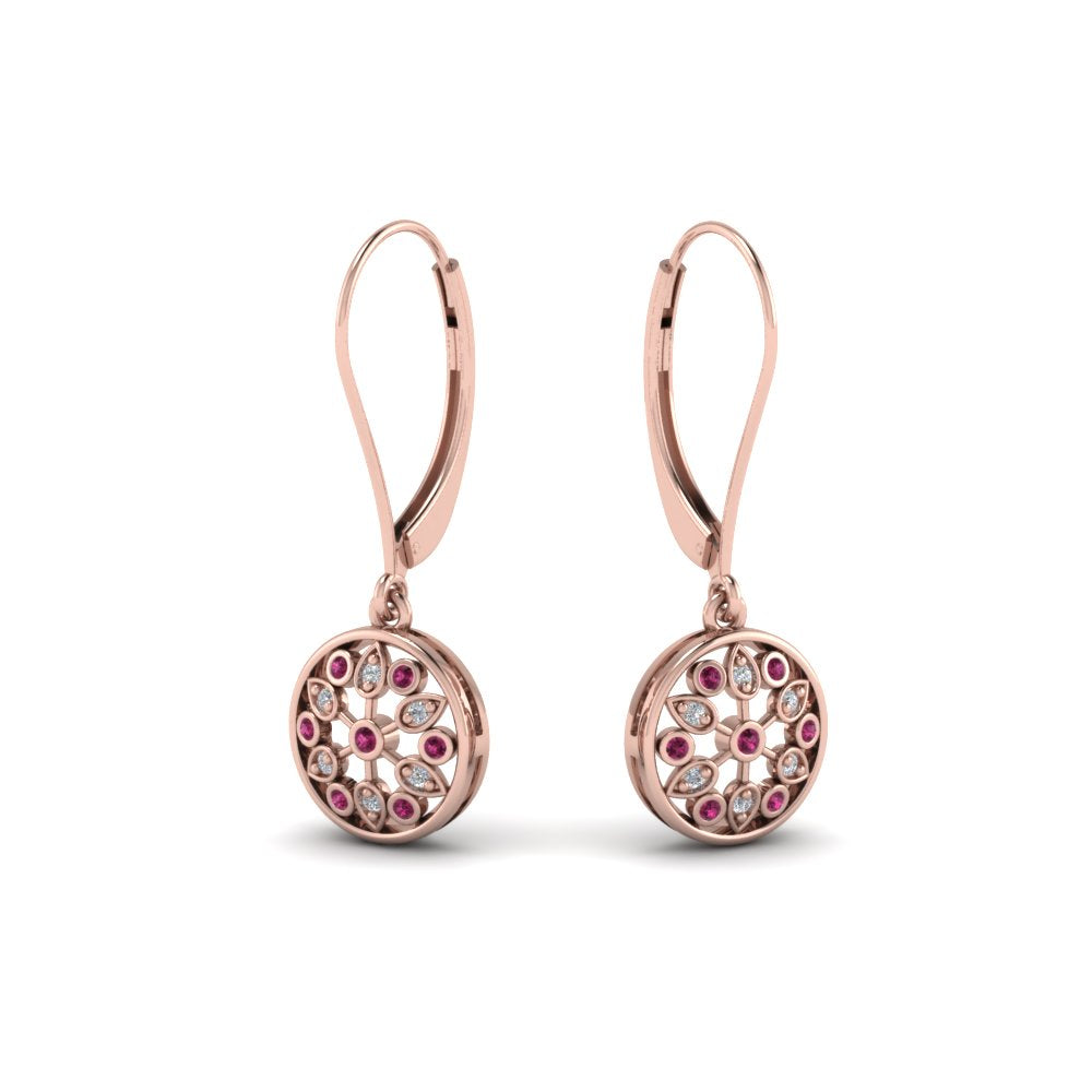 milgrain-flower-round-diamond-dangle-earring-with-pink-sapphire-in-rose-gold-FD-EAR67993GSADRPI-NL-RG.jpg