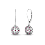 Load image into Gallery viewer, flower-diamond-lever-back-dangle-earring-with-pink-sapphire-in-white-gold-fdear8677-fancy-1-wg.jpg
