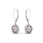 Load image into Gallery viewer, flower-diamond-lever-back-dangle-earring-with-pink-sapphire-in-white-gold-fdear8677-fancy-1-wg.jpg

