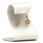 Load image into Gallery viewer, milgrain-flower-round-diamond-dangle-earring-with-pink-sapphire-in-yellow-gold-FD-EAR67993GSADRPI-NL-YG.jpg
