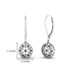 Load image into Gallery viewer, milgrain-flower-round-diamond-dangle-earring-with-ruby-in-white-gold-FD-EAR67993GRUDR-NL-WG.jpg
