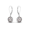 Load image into Gallery viewer, milgrain-flower-round-diamond-dangle-earring-with-ruby-in-white-gold-FD-EAR67993GRUDR-NL-WG.jpg