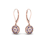 Load image into Gallery viewer, milgrain-flower-round-diamond-dangle-earring-with-sapphire-in-rose-gold-FD-EAR67993GSABL-NL-RG.jpg
