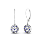 Load image into Gallery viewer, milgrain-flower-round-diamond-dangle-earring-with-sapphire-in-white-gold-FD-EAR67993GSABL-NL-WG.jpg
