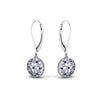 Load image into Gallery viewer, milgrain-flower-round-diamond-dangle-earring-with-sapphire-in-white-gold-FD-EAR67993GSABL-NL-WG.jpg