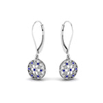 Load image into Gallery viewer, milgrain-flower-round-diamond-dangle-earring-with-sapphire-in-white-gold-FD-EAR67993GSABL-NL-WG.jpg
