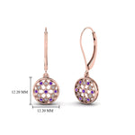Load image into Gallery viewer, milgrain-flower-round-diamond-dangle-earring-with-violac-topaz-in-rose-gold-FD-EAR67993GVITO-NL-RG.jpg

