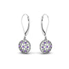 Load image into Gallery viewer, milgrain-flower-round-diamond-dangle-earring-with-violac-topaz-in-white-gold-FD-EAR67993GVITO-NL-WG.jpg