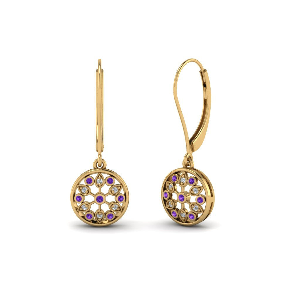 milgrain-flower-round-diamond-dangle-earring-with-violac-topaz-in-yellow-gold-FD-EAR67993GVITO-NL-YG.jpg