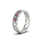 Load image into Gallery viewer, milgrain-pink-sapphire-woven-round-diamond-wedding-band-in-white-gold-FD11273BGSADRPIANGLE2-NL-WG
