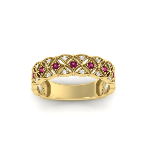 milgrain-pink-sapphire-woven-round-diamond-wedding-band-in-yellow-gold-FD11273BGSADRPIANGLE5-NL-YG