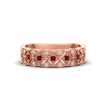 Load image into Gallery viewer, milgrain-ruby-woven-round-diamond-wedding-band-in-rose-gold-FD11273BGRUDR-NL-RG

