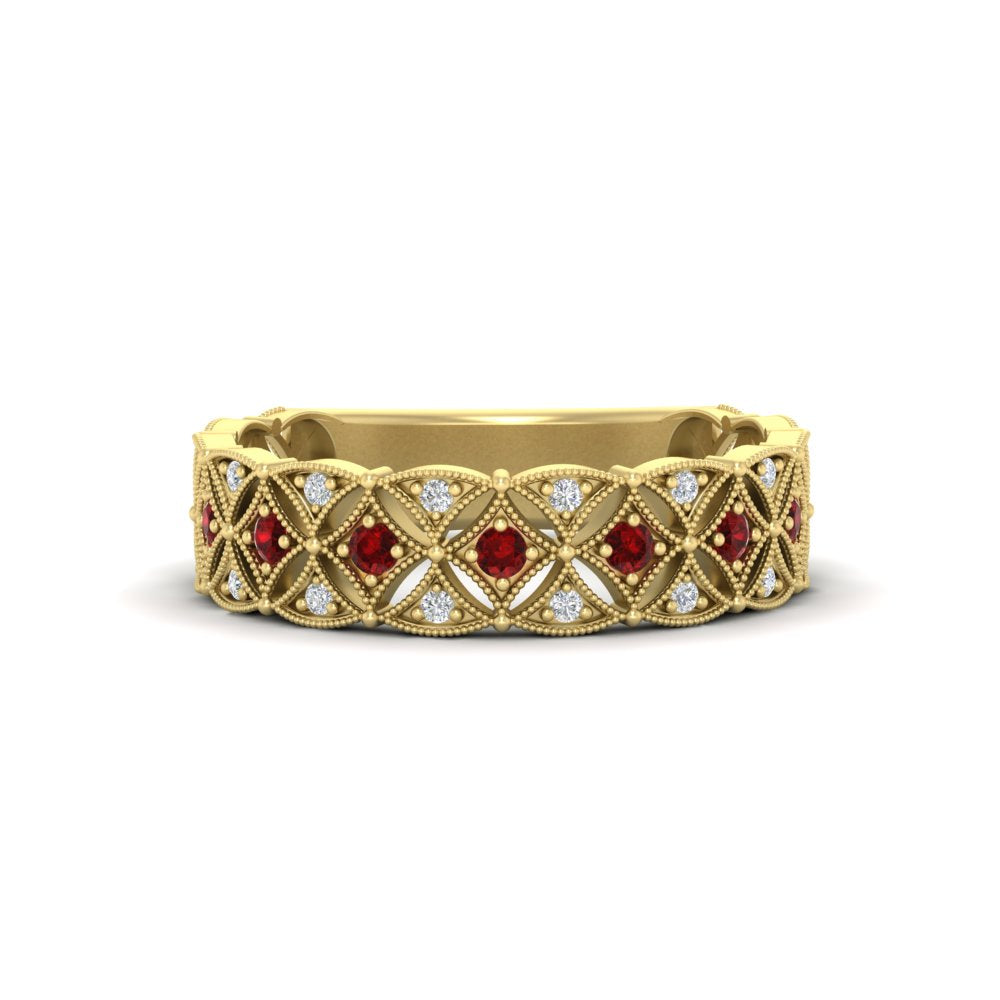 milgrain-ruby-woven-round-diamond-wedding-band-in-yellow-gold-FD11273BGRUDR-NL-YG