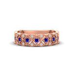 Load image into Gallery viewer, milgrain-sapphire-woven-round-diamond-wedding-band-in-rose-gold-FD11273BGSABL-NL-RG
