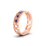 Load image into Gallery viewer, milgrain-sapphire-woven-round-diamond-wedding-band-in-rose-gold-FD11273BGSABLANGLE2-NL-RG
