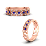 Load image into Gallery viewer, milgrain-sapphire-woven-round-diamond-wedding-band-in-rose-gold-FD11273BGSABLANGLE3-NL-RG
