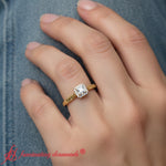 Load image into Gallery viewer, milgrain-vintage-ring-with-halo-yellow-gold-fdens8588r-model
