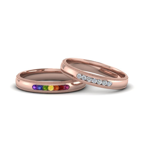 Milgrain Wedding Bands For Gay Couple