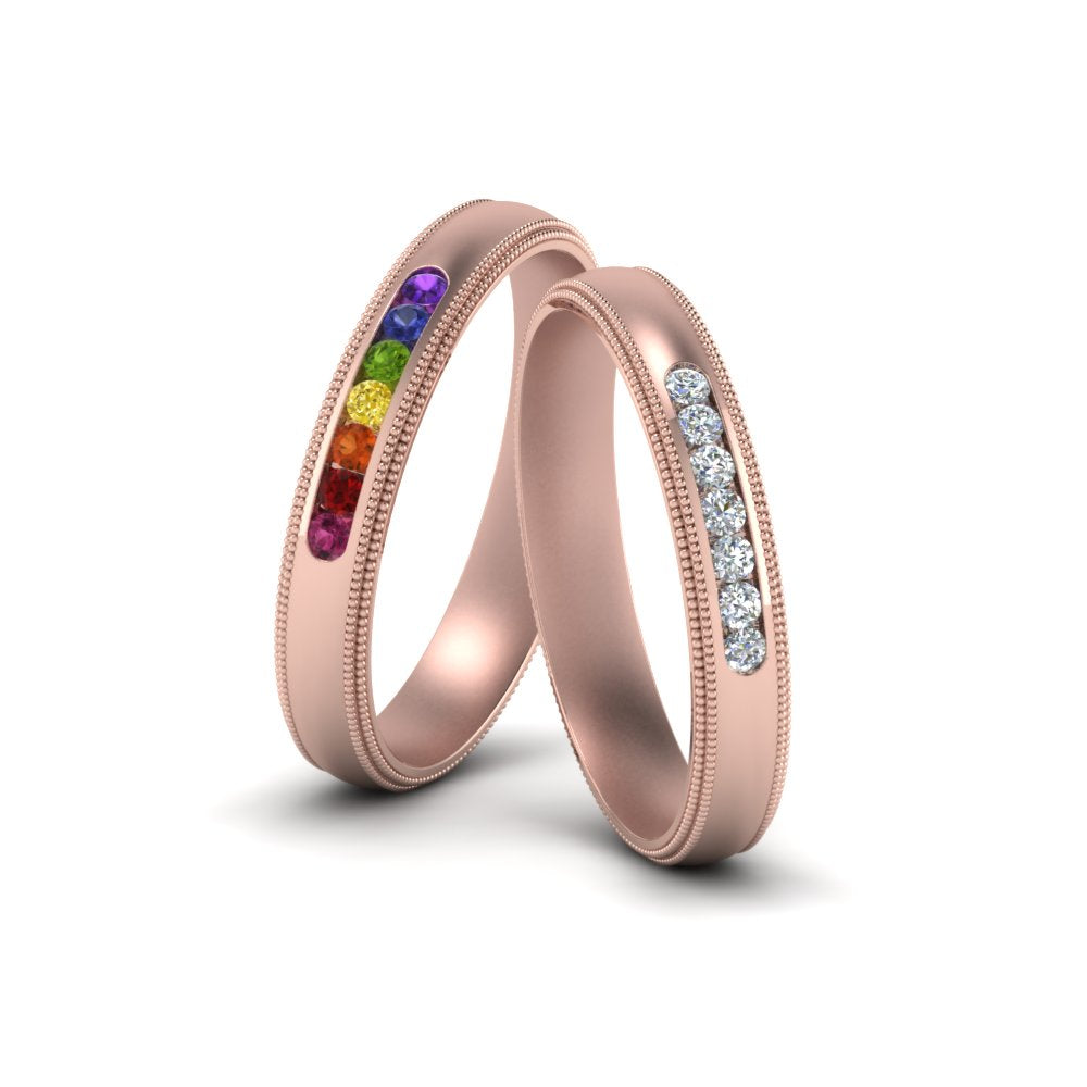 Milgrain Wedding Bands For Gay Couple