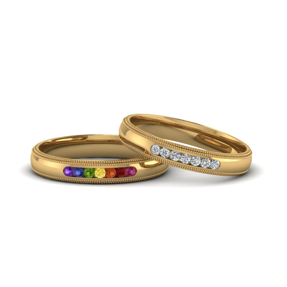 Milgrain Wedding Bands For Gay Couple