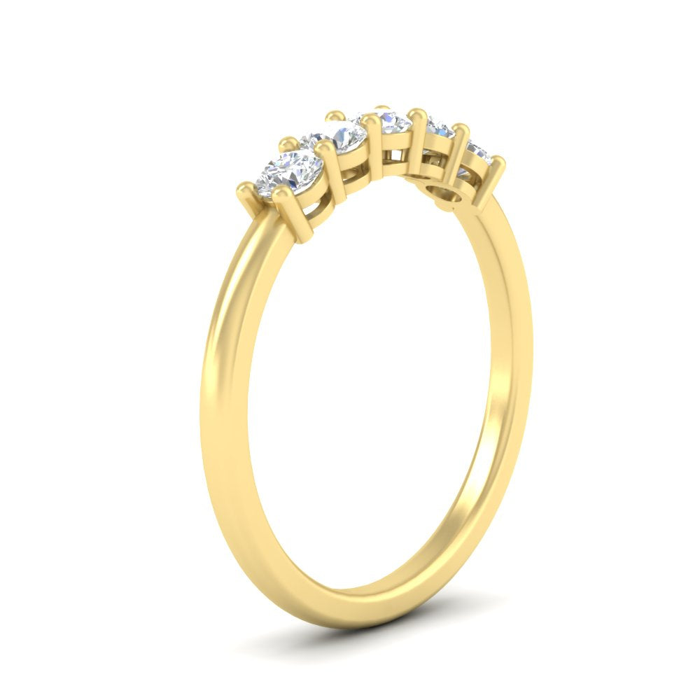 mini-5-stone-round-diamond-wedding-band-in-yellow-gold-FDENS141ROBANGLE2-0.50CT-NL-YG