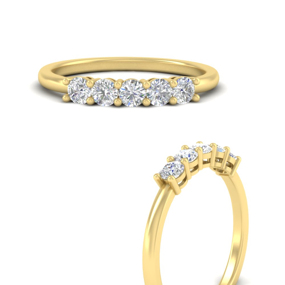 mini-5-stone-round-diamond-wedding-band-in-yellow-gold-FDENS141ROBANGLE3-0.50CT-NL-YG