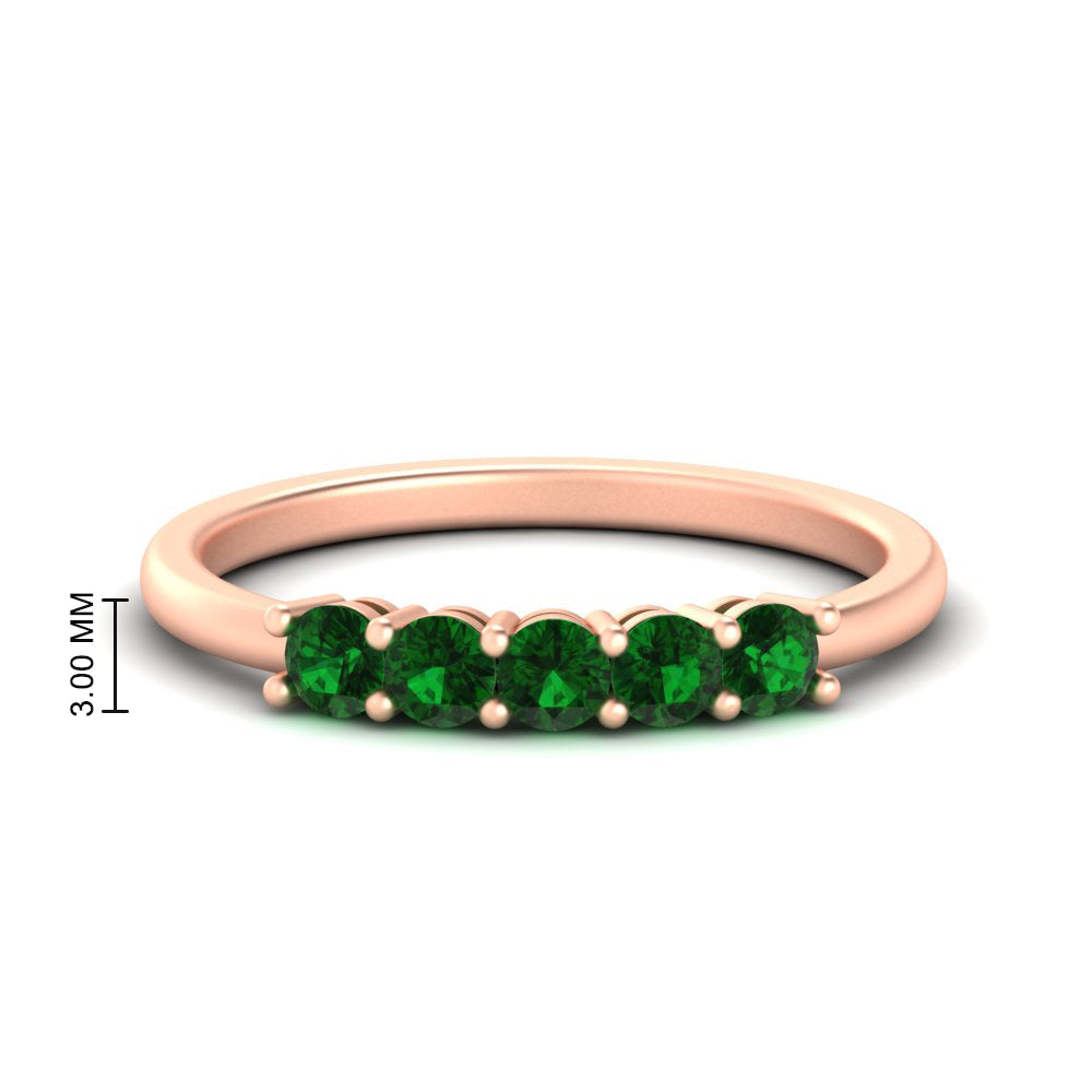 mini-5-stone-round-emerald-wedding-band-in-rose-gold-FDENS141ROBGEMGR-0.50CT-NL-RG-HW
