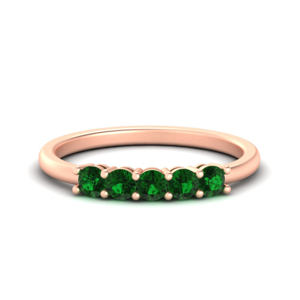 mini-5-stone-round-emerald-wedding-band-in-rose-gold-FDENS141ROBGEMGR-0.50CT-NL-RG