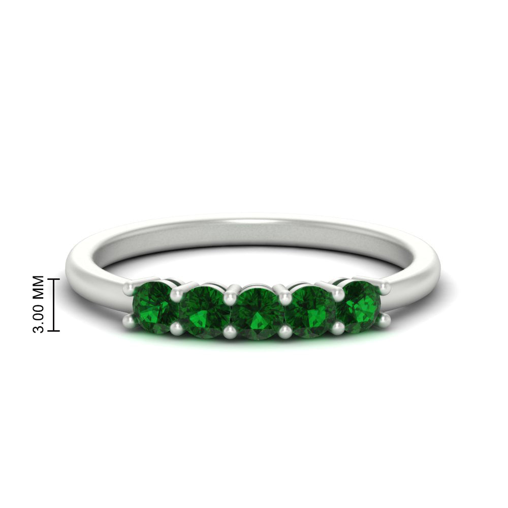 mini-5-stone-round-emerald-wedding-band-in-white-gold-FDENS141ROBGEMGR-0.50CT-NL-WG-HW
