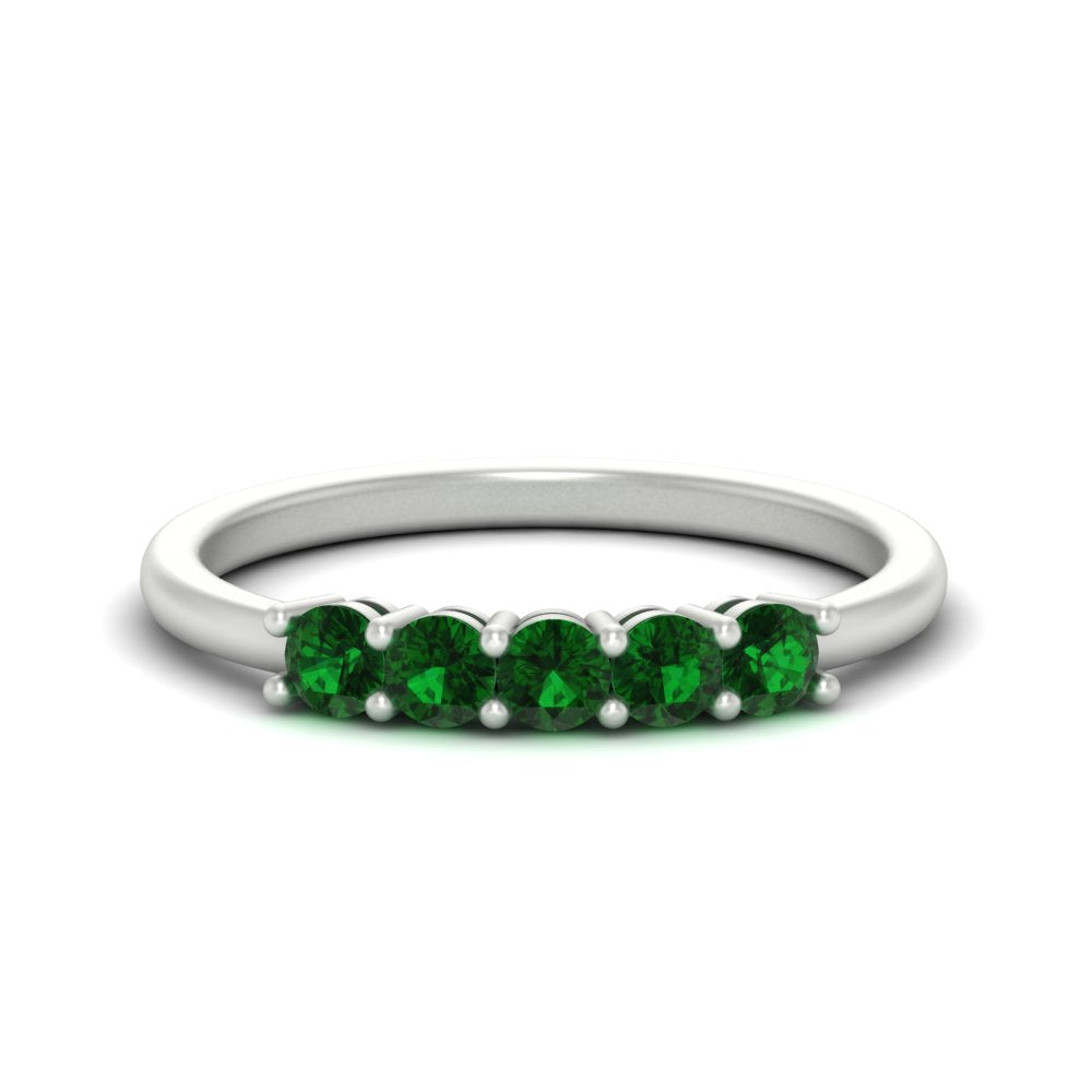 mini-5-stone-round-emerald-wedding-band-in-white-gold-FDENS141ROBGEMGR-0.50CT-NL-WG