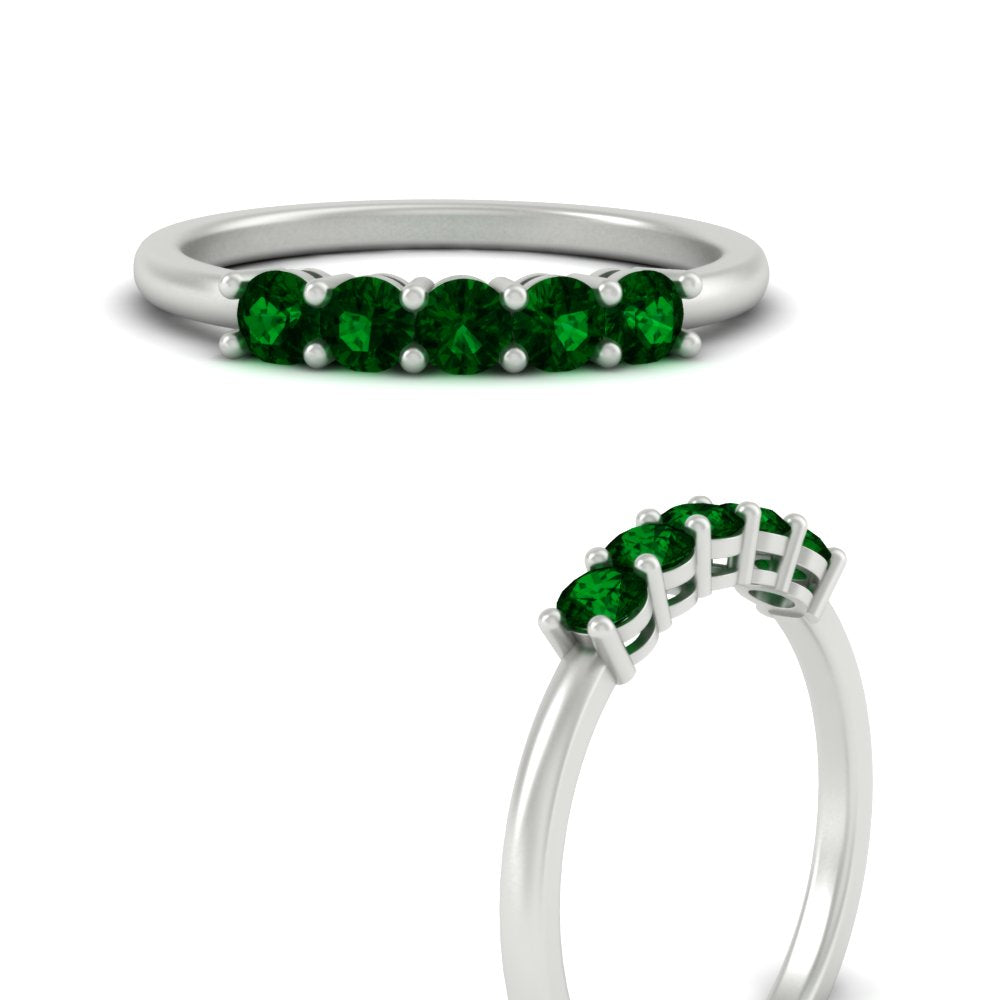 mini-5-stone-round-emerald-wedding-band-in-white-gold-FDENS141ROBGEMGRANGLE3-0.50CT-NL-WG
