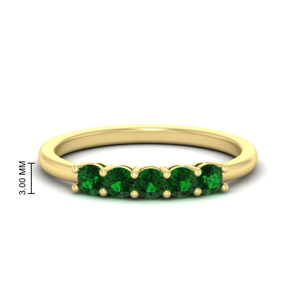 mini-5-stone-round-emerald-wedding-band-in-yellow-gold-FDENS141ROBGEMGR-0.50CT-NL-YG-HW