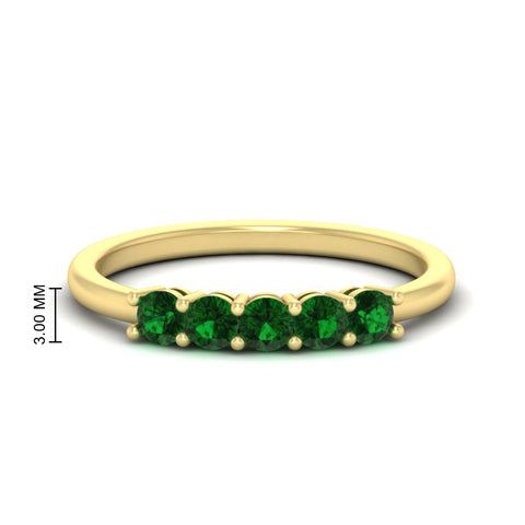 mini-5-stone-round-emerald-wedding-band-in-yellow-gold-FDENS141ROBGEMGR-0.50CT-NL-YG-HW
