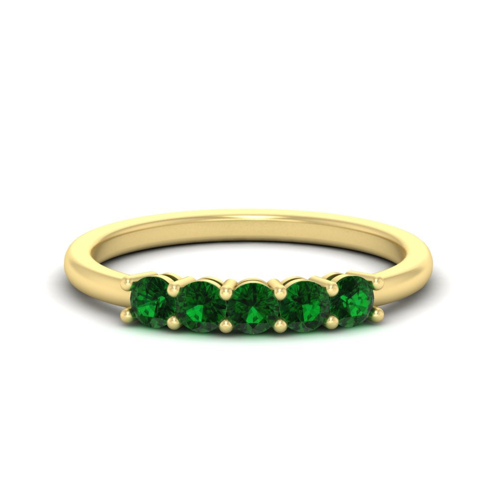 mini-5-stone-round-emerald-wedding-band-in-yellow-gold-FDENS141ROBGEMGR-0.50CT-NL-YG