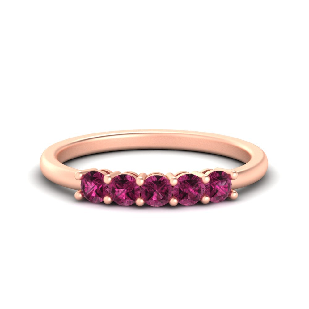 mini-5-stone-round-pink-sapphire-wedding-band-in-rose-gold-FDENS141ROBGSADRPI-0.50CT-NL-RG