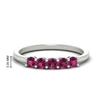 Load image into Gallery viewer, mini-5-stone-round-pink-sapphire-wedding-band-in-white-gold-FDENS141ROBGSADRPI-0.50CT-NL-WG-HW