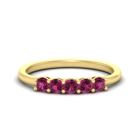 mini-5-stone-round-pink-sapphire-wedding-band-in-yellow-gold-FDENS141ROBGSADRPI-0.50CT-NL-YG