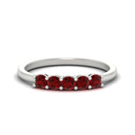 Load image into Gallery viewer, mini-5-stone-round-ruby-wedding-band-in-white-gold-FDENS141ROBGRUDR-0.50CT-NL-WG
