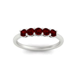 Load image into Gallery viewer, mini-5-stone-round-ruby-wedding-band-in-white-gold-FDENS141ROBGRUDRANGLE5-0.50CT-NL-WG