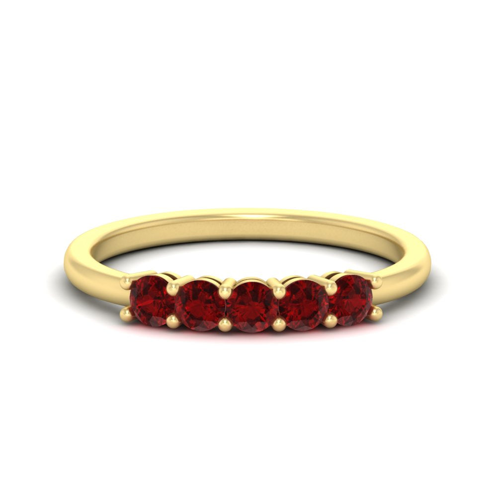 mini-5-stone-round-ruby-wedding-band-in-yellow-gold-FDENS141ROBGRUDR-0.50CT-NL-YG