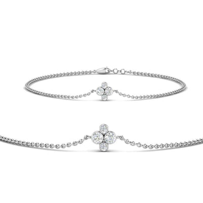 Four Stone Round Diamond Chain Bracelet