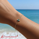 Load image into Gallery viewer, minimal-four-round-diamond-chain-bracelet-for-women-in-yellow-gold-FDBRC9628