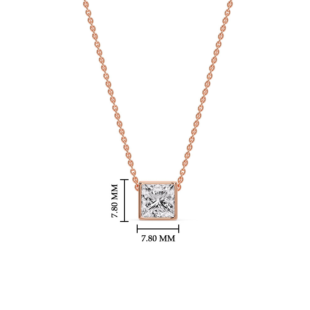 Princess Diamond Bezel Set Solitaire Pendant